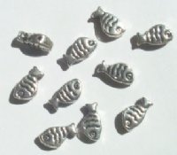 10 6.5x12.5mm Antique Silver Metal Fish Beads
